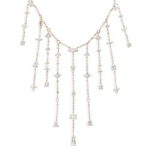 Nordstrom Cubic Zirconia Chain Fringe Collar Necklace